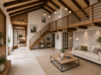 KI Beispielbild Wohnzimmer - Freistehendes Architektenhaus mit Indoor-Pool auf großzügigem Parkgrundstück